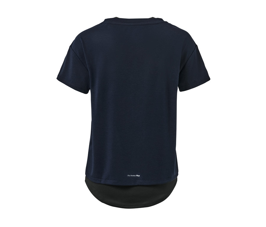 Dunkelblaues 2-in-1-Kurzarm-Sportshirt.