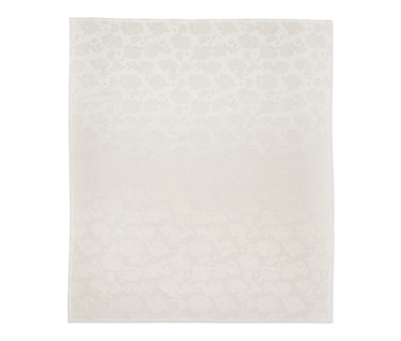 Weiße Jacquard-Tischdecke, Normalgröße, 140 x 180 cm mit Blumenmuster.