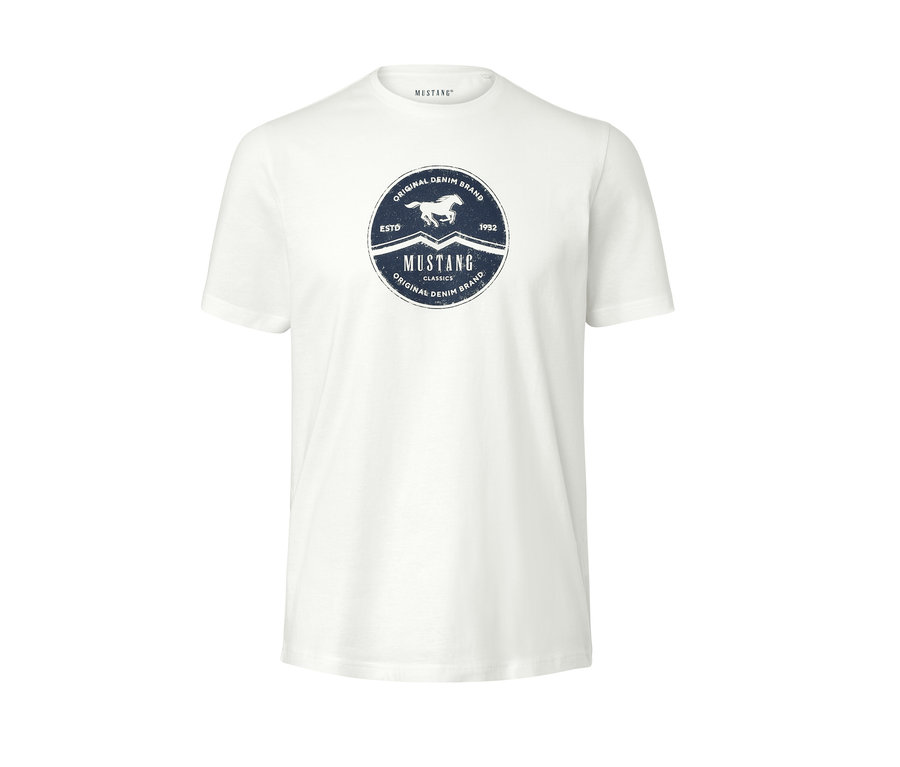 Weißes T-Shirt »Mustang« mit Logo-Print.
