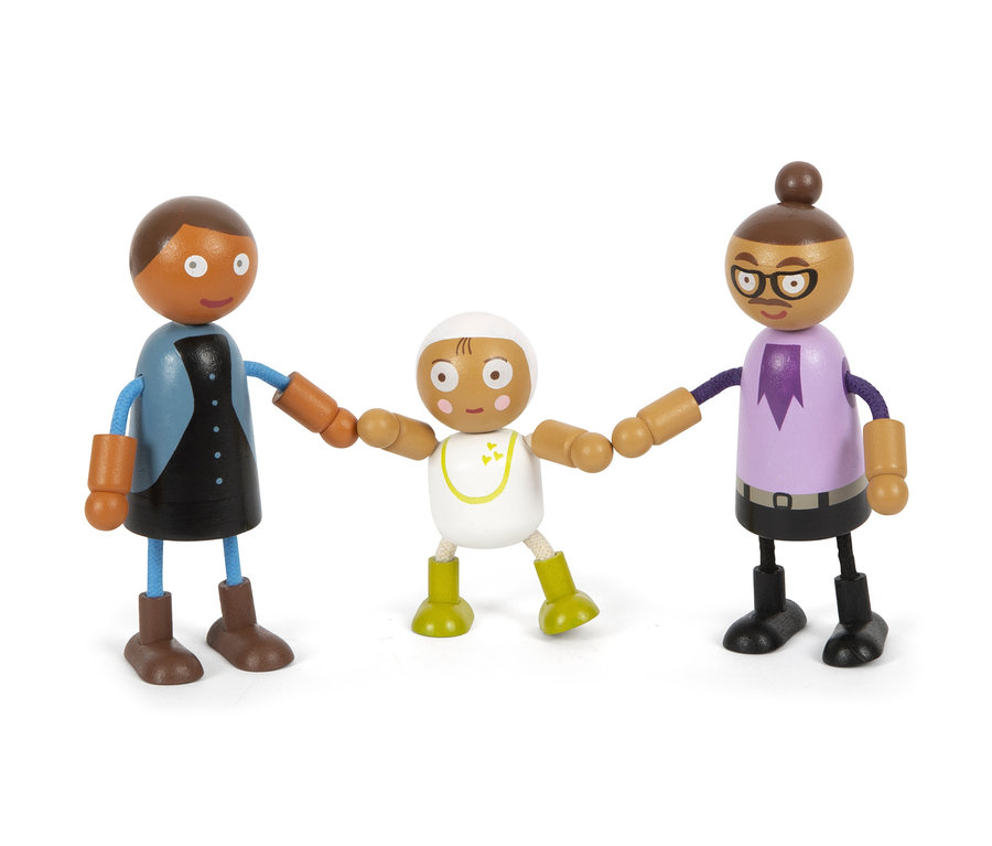 small foot Biegepuppen-Familie mit Baby.