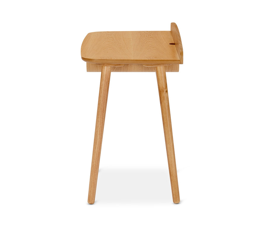 Seitenansicht eines Schreibtischs.