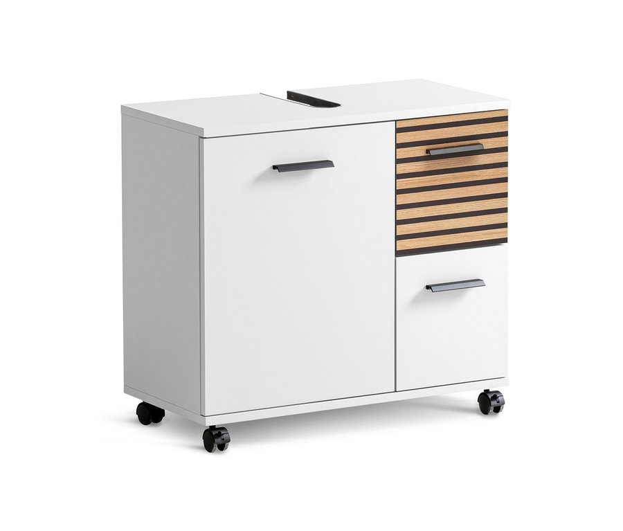 Waschbeckenunterschrank »Katta«, 1 Tür, 2 Schubladen, matt weiß.