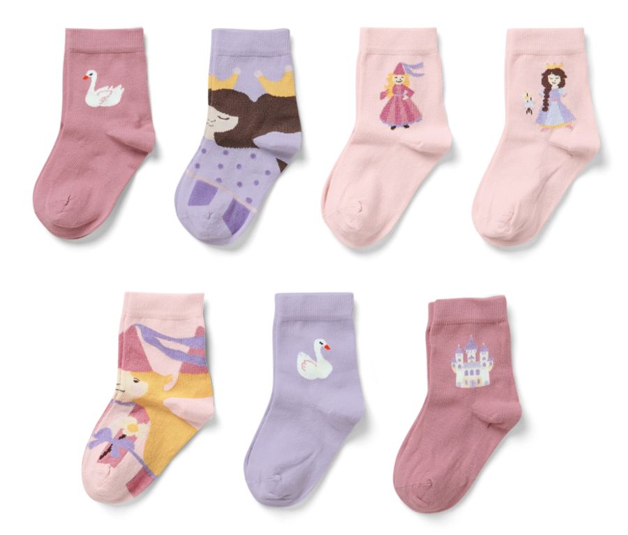 7 Paar Kinder-Socken, Prinzessin