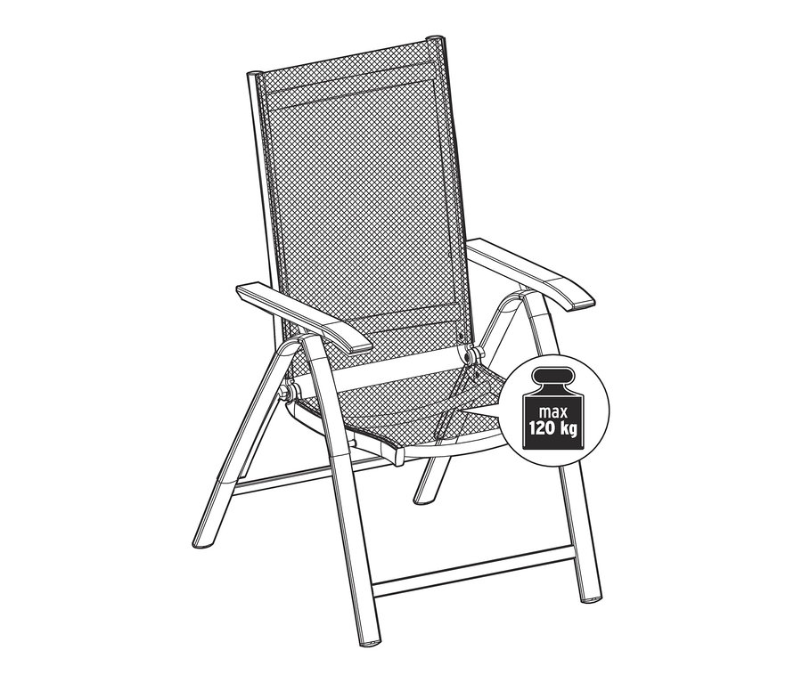 Skizze von Hochlehner »Liska« mit verstellbarer Rückenlehne.