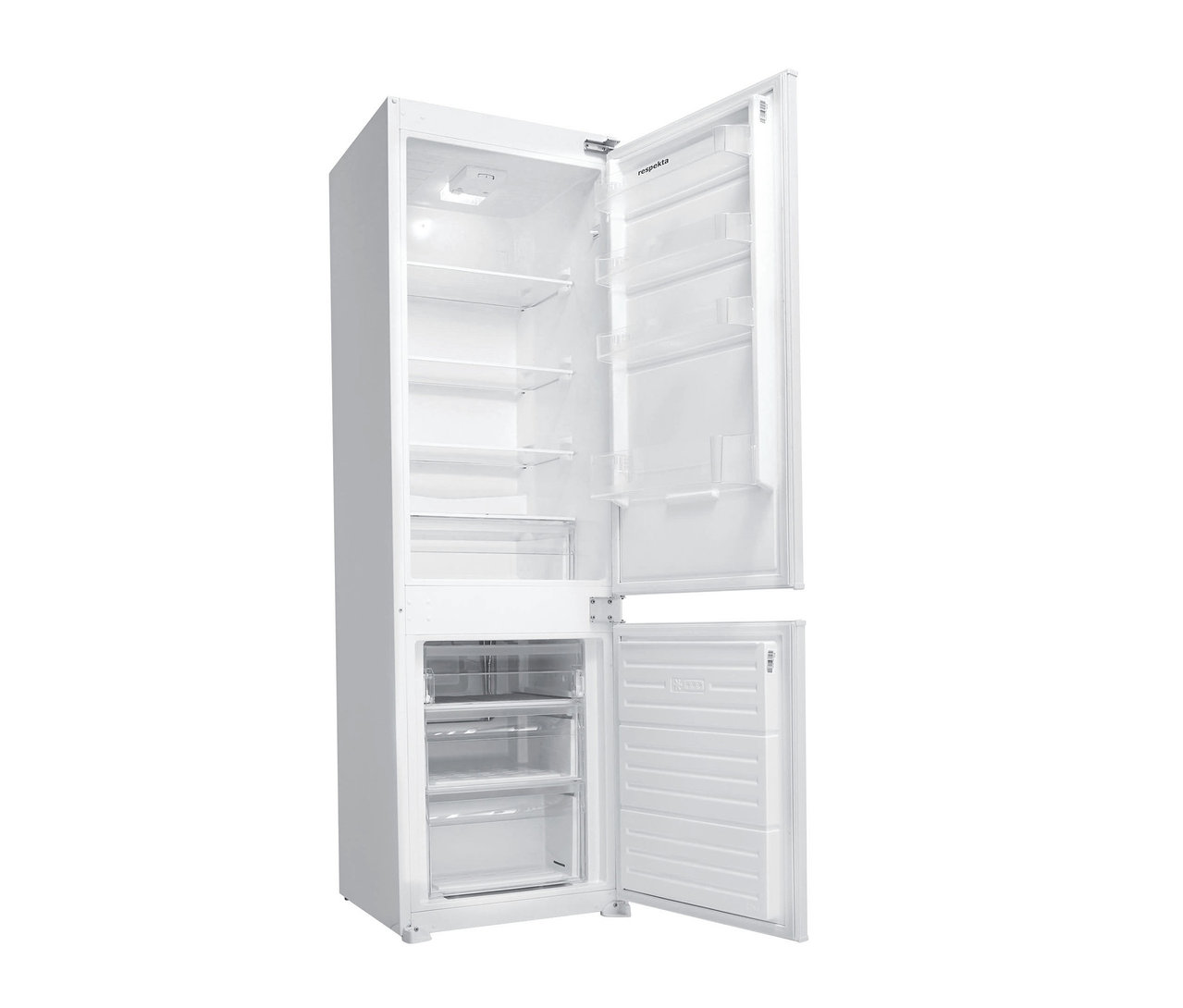 Geöffneter, weißer Respekta Kühl-Gefrierkombination »GKE178N«.
