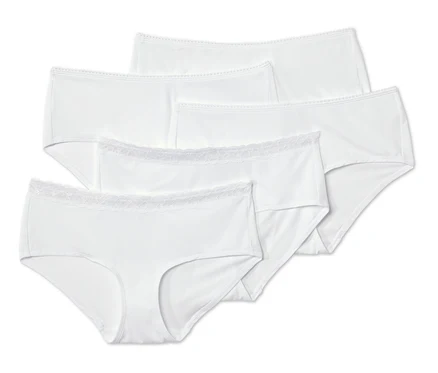 Fünf weiße Pantys.