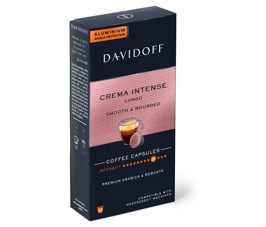 Packung DAVIDOFF CAFÉ Crema Intense - 10 Kapseln.