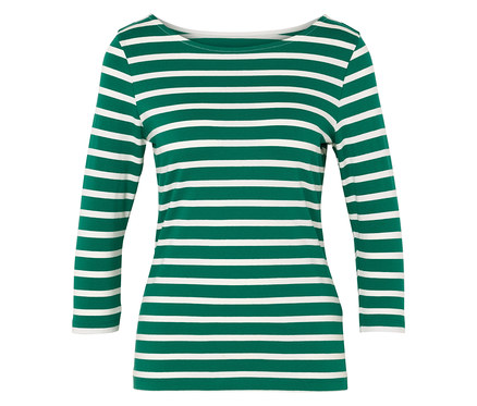 Shirt mit 3/4-Arm, grün gestreift