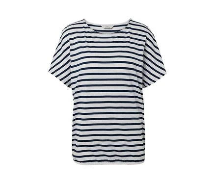 Gestreiftes, überschnittenes Blusenshirt.