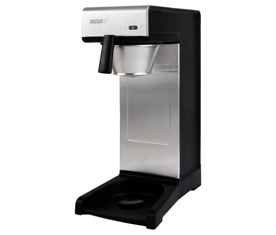 Schwarz-silberne Kaffeemaschine »Bravilor-Bonamat TH« ohne Kanne.