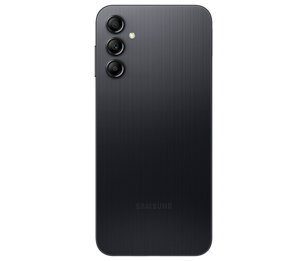 Schwarzes Samsung Galaxy A14 LTE 64 GB Smartphone von hinten.