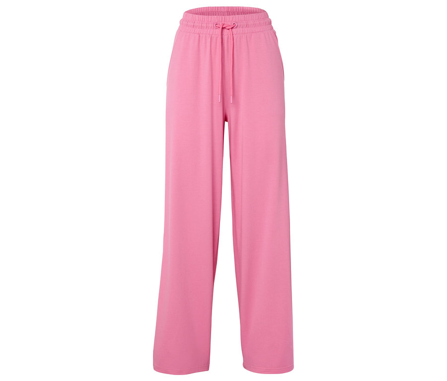 Pinke, weit geschnittene Hose mit Kordelzug in der Taille.