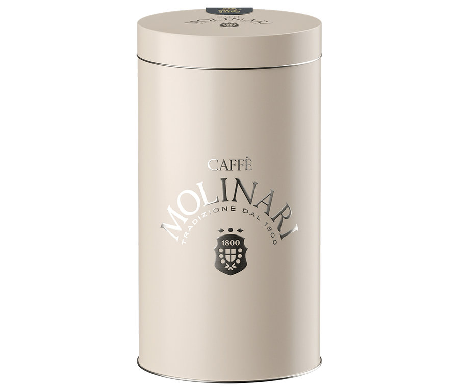 Eine Dose Caffè Molinari Special Edition 2025 - 1x 250 g Ganze Bohne steht auf einem weißen Untergrund.