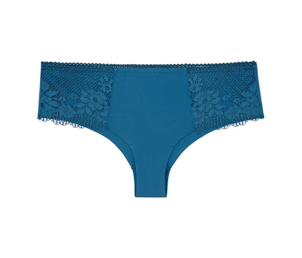 Petrolfarbener Passionata Raw Cut Shorty »Nina« mit Spitze seitlich.