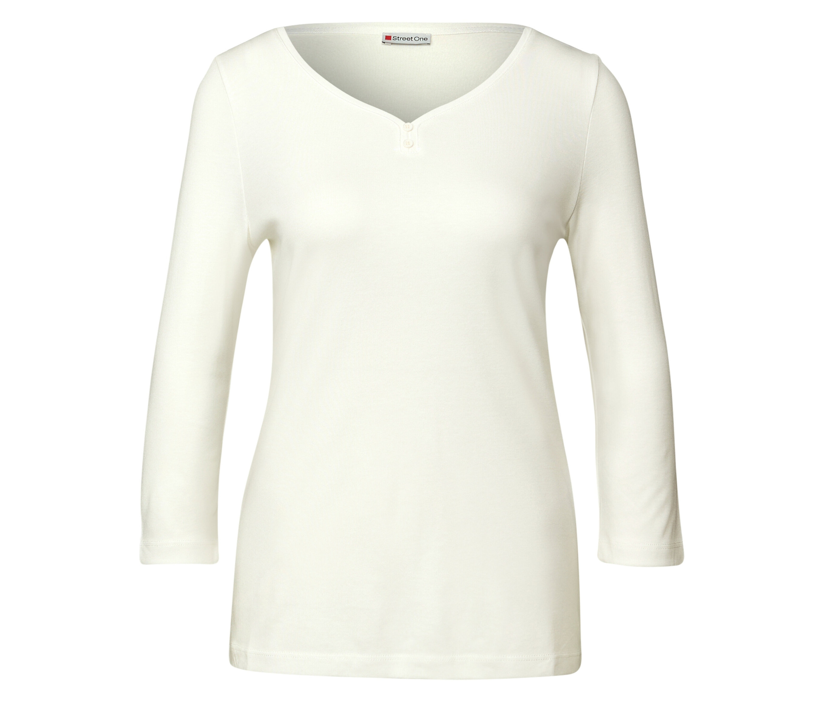 Shirt mit Knopfdetail - Damen - Gr. 46 - weiß - weiß