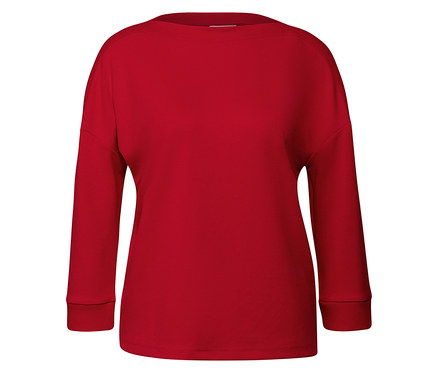 Street One T-Shirt mit Rippdetail, rot