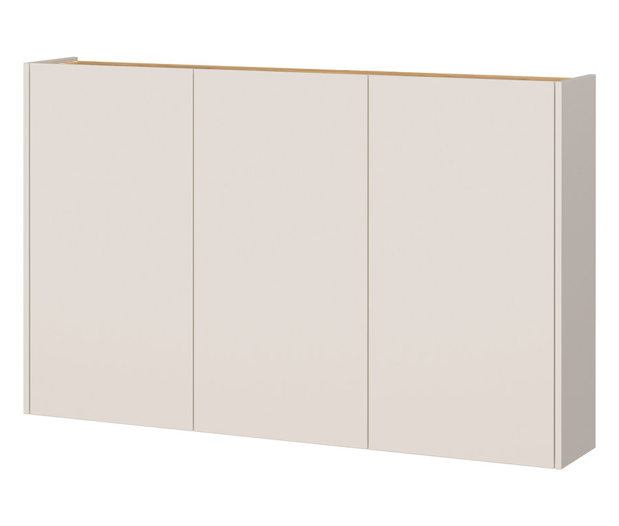 Hängender Küchenschrank mit drei Türen in hellbeige.