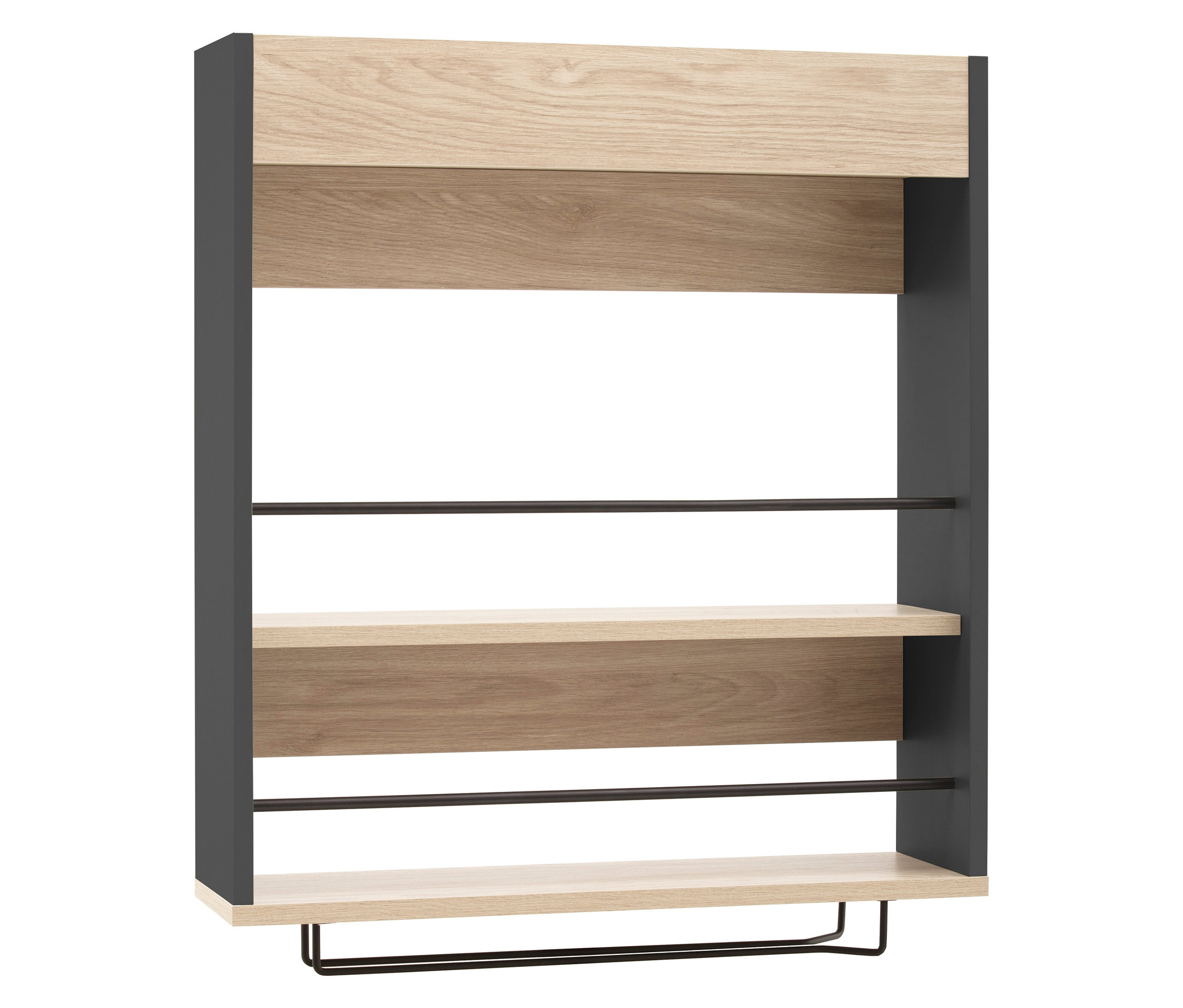 Tchibo - Barregal »Kolari« - 60,2x16,1x66,6cm - anthrazit - - Holzwerkstoffe / Metall
