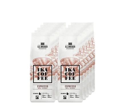 Packungen von G.C. Breiger IKA Coffee Espresso 10x 500 g Ganze Bohne.
