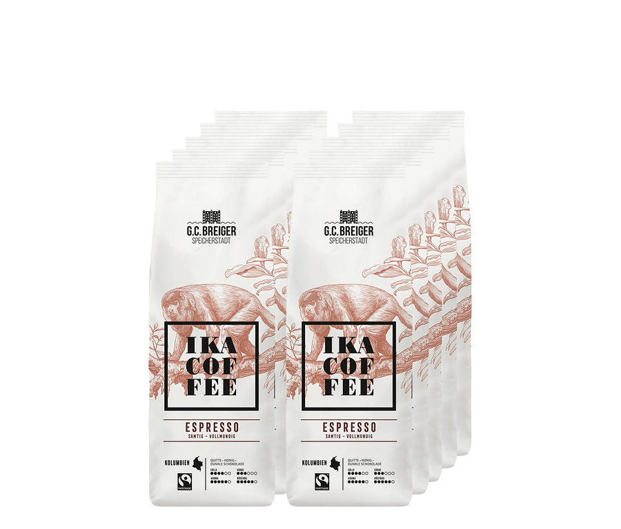 Packungen von G.C. Breiger IKA Coffee Espresso 10x 500 g Ganze Bohne.