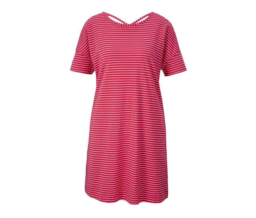 Gestreiftes Jerseykleid in Rot und Weiß.