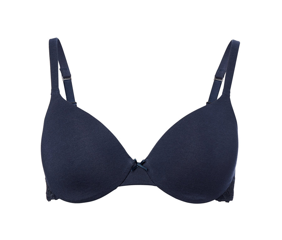Marineblauer T-Shirt-BH mit Schleife in der Mitte.
