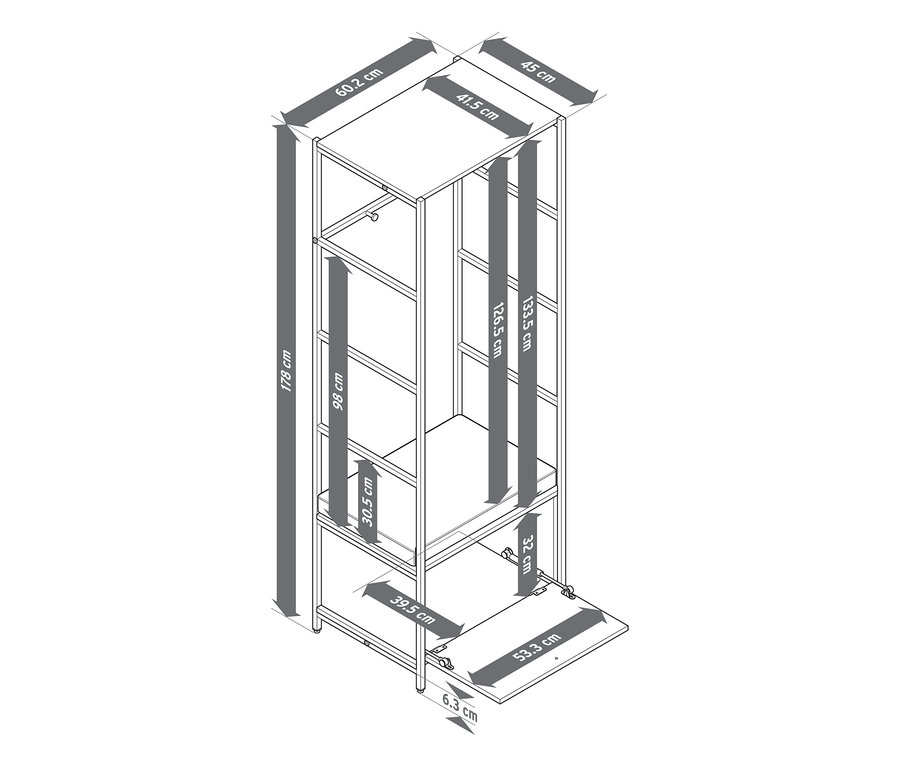 Draufsicht einer Garderobe »GRADE« mit Sitzbank und Polster, mit Maßangaben versehen.
