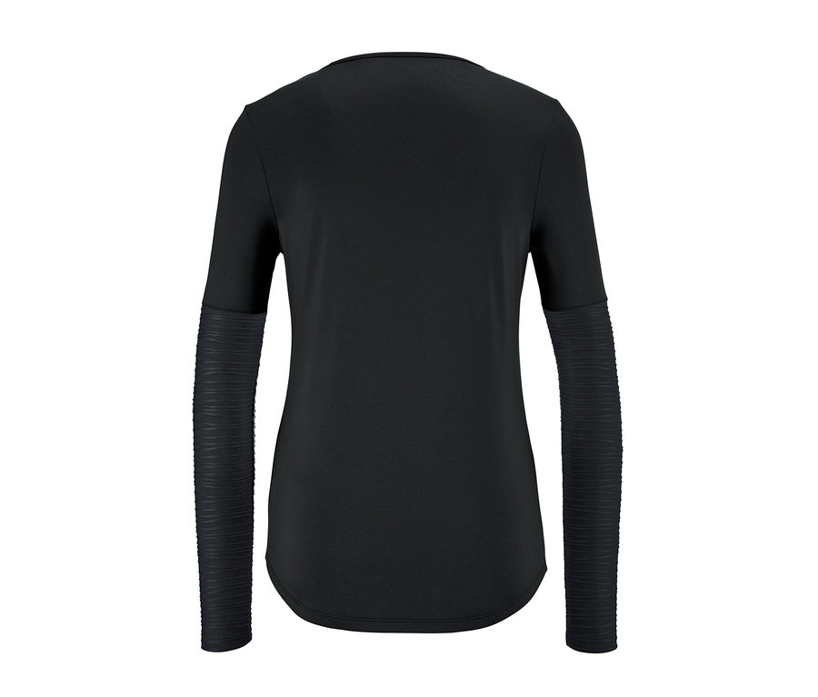 Schwarzes Funktionsshirt mit langen Ärmeln.