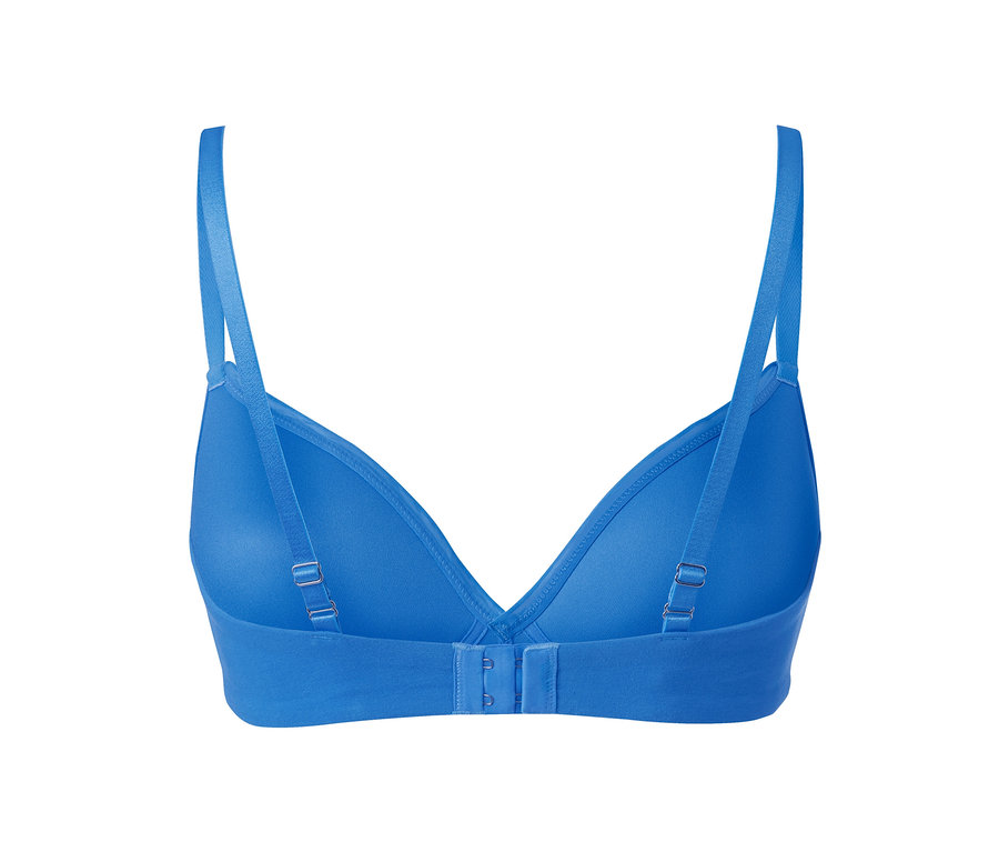 Blauer Softschalen-BH von hinten gezeigt.