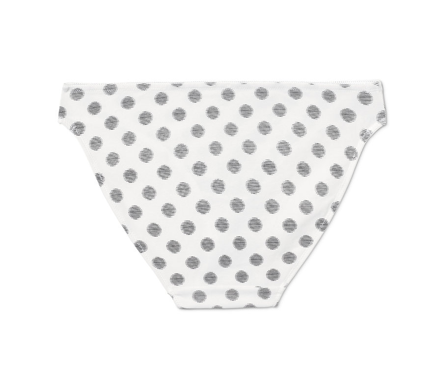Weißer Slip mit schwarzen Punkten.