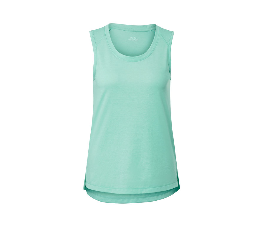 Detailansicht eines mintfarbenen Sporttops.