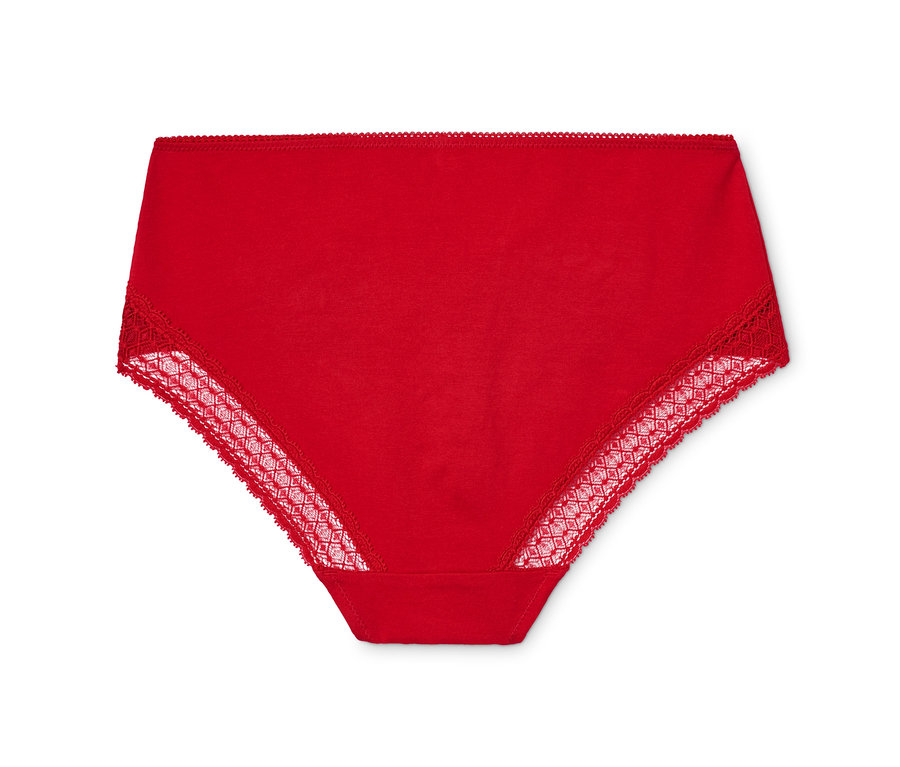 Ein roter Panty, aus einem 2er Set, mit Spitze an den Seiten.