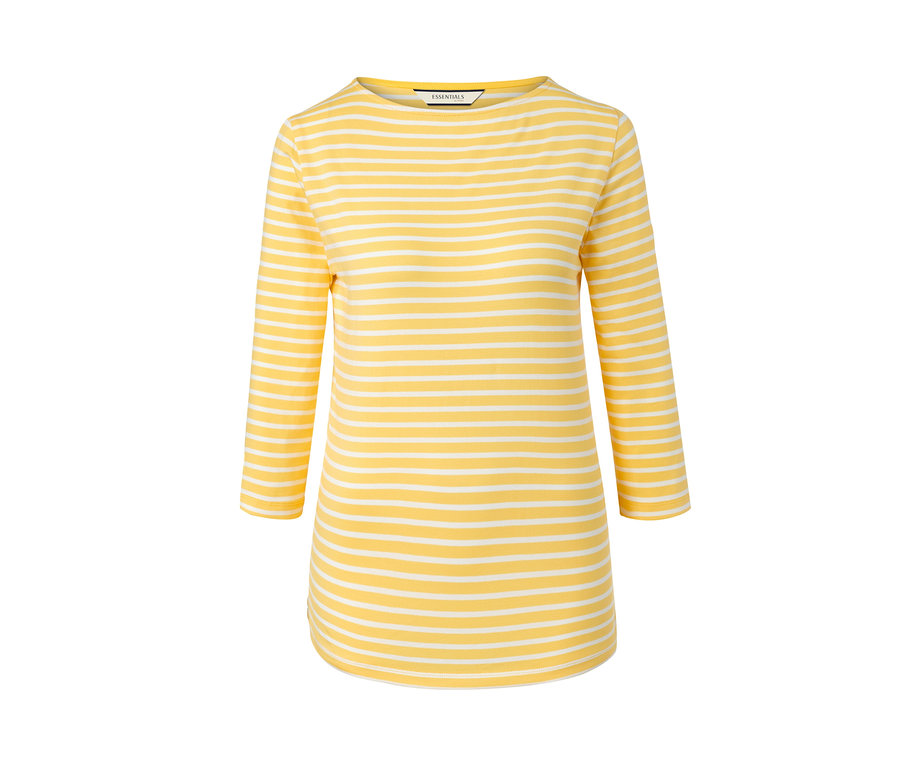 Gelb-weiß gestreiftes Shirt mit 3/4-Arm.