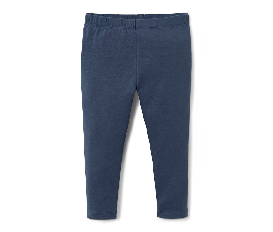 Blaue Jersey-Leggings.