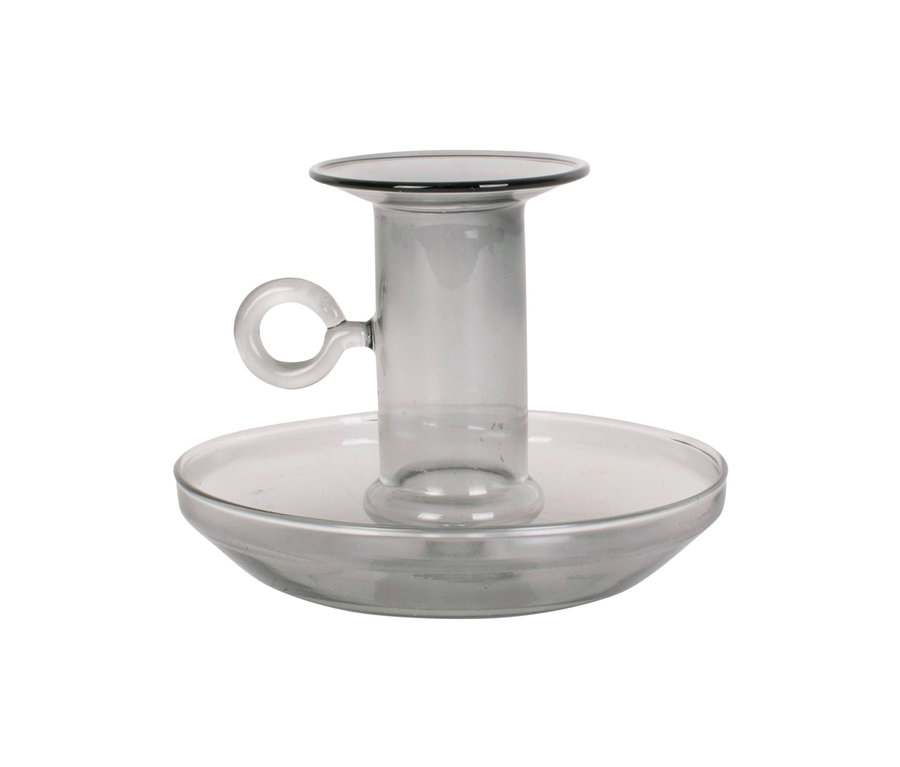 Schwarzer Kerzenständer aus Glas.