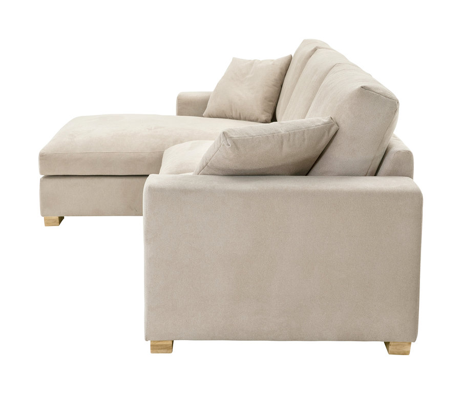 Beiges 2,5-Sitzer-Sofa »Lea« mit Longchair links.