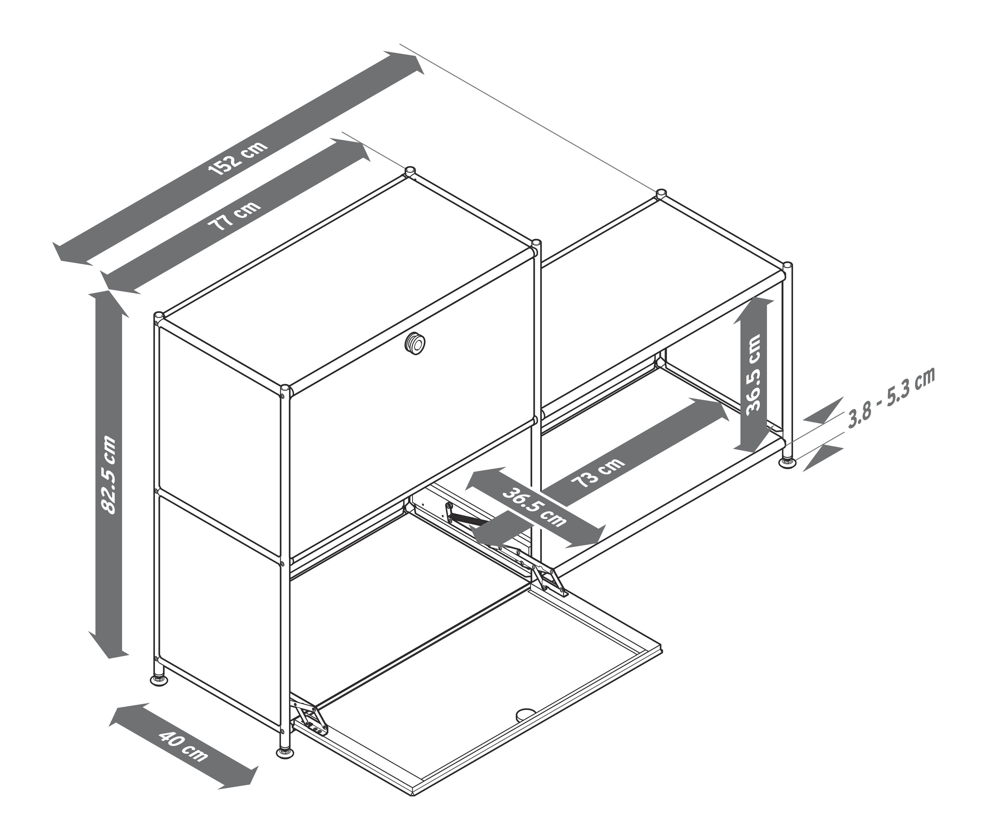Thumbnail - Tchibo - Metallregal »Cn3« mit 3 Fächern - 152x40x82,5cm - chrom - Metall