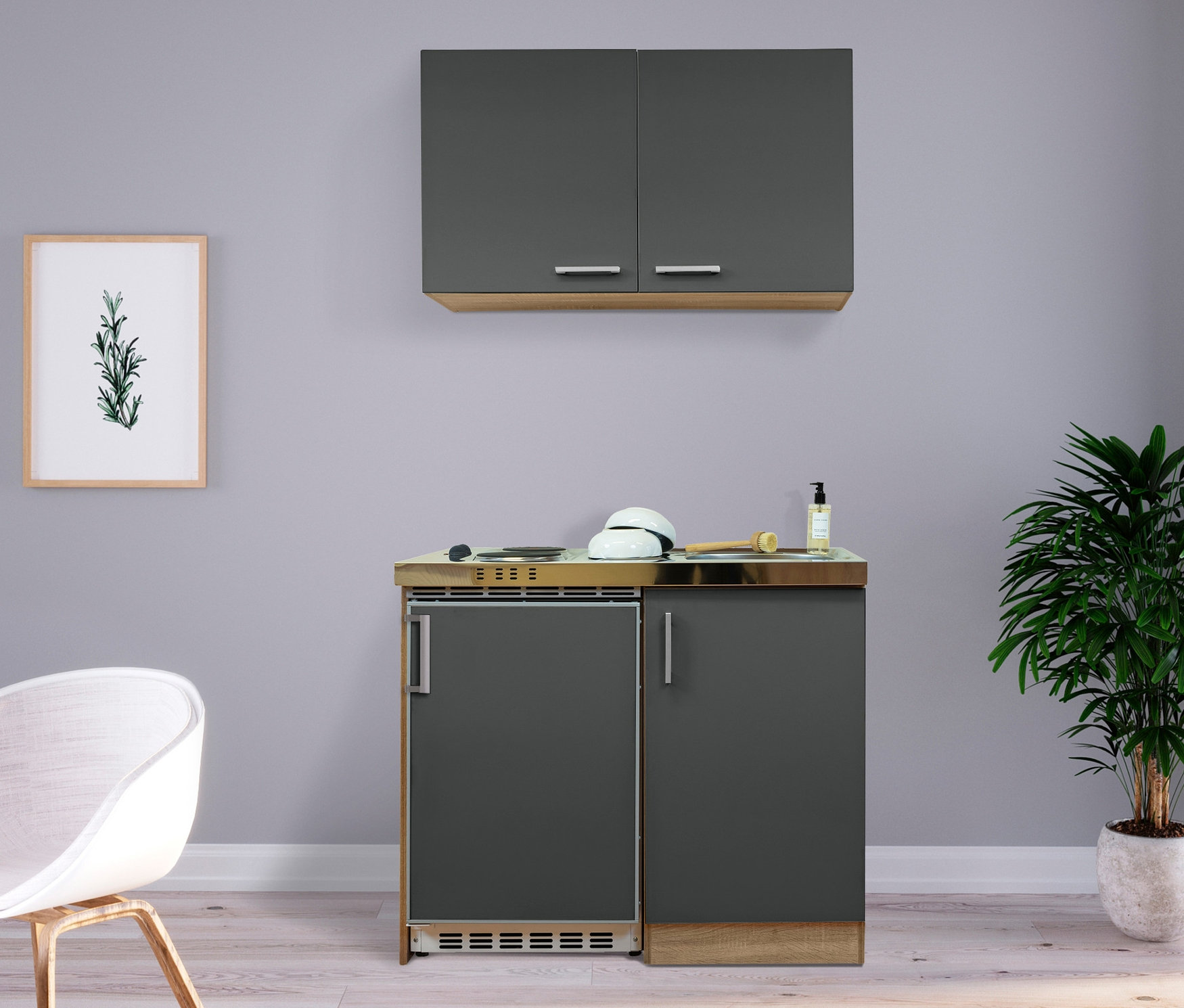 200 x günstig Kaufen-Tchibo - Respekta Miniküche mit Oberschränken - 100x60x200cm - braun - Kunststoff. Tchibo - Respekta Miniküche mit Oberschränken - 100x60x200cm - braun - Kunststoff <![CDATA[Respekta Miniküche mit Oberschränken, ca. 100 cm, grau Farbe: