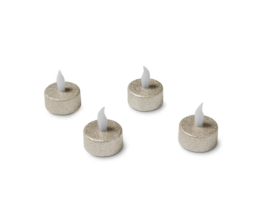 4 LED-Teelichter, champagnergoldfarben