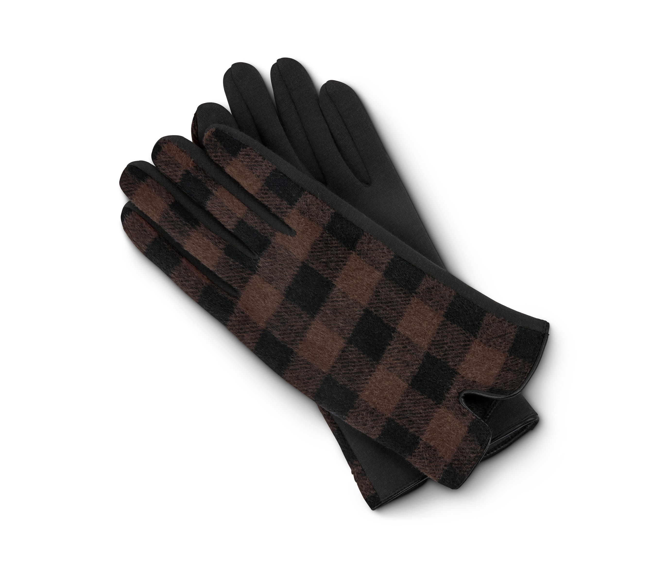 Tchibo - Handschuhe im Materialmix - Damen - Gr. 7 - schwarz/kariert