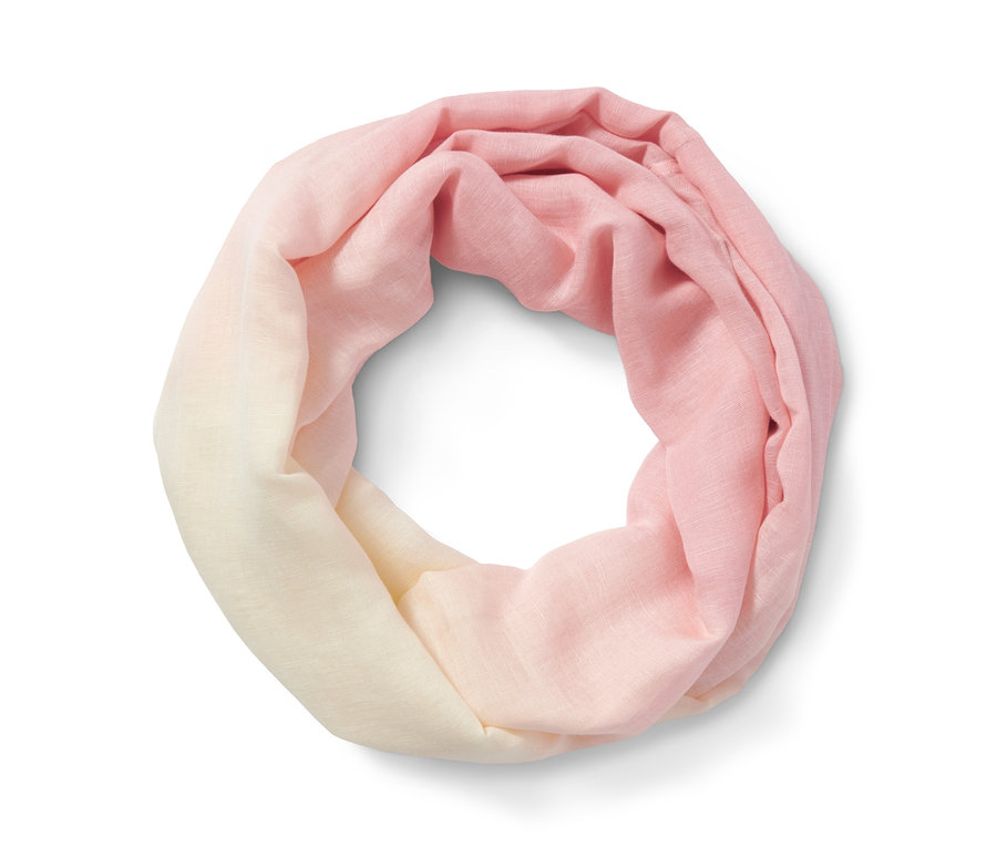 Loop-Schal mit Ombré-Effekt in Creme und Rosa.
