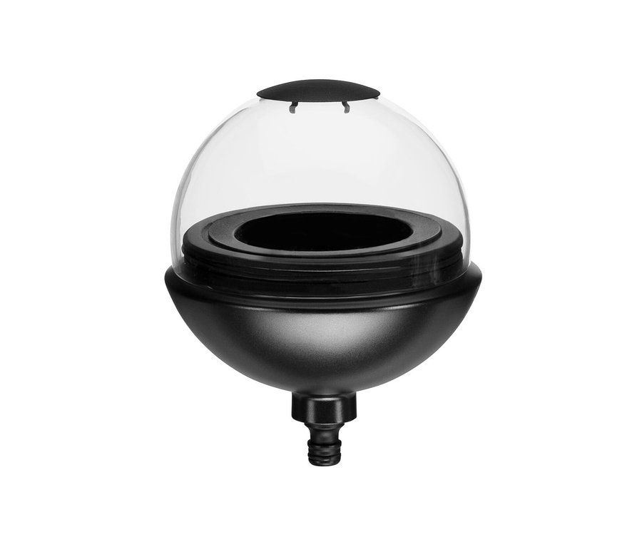 GARDENA Windlicht »ClickUp!« mit transparentem Oberteil und schwarzem Sockel.