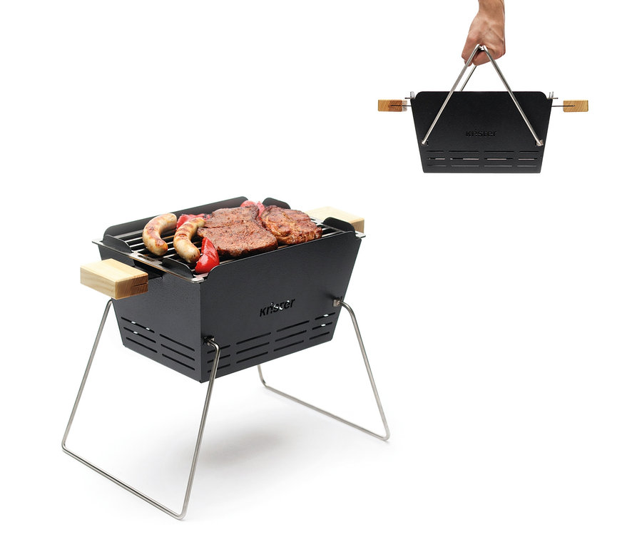 Würstchen und Fleisch werden auf dem Knister Grill »Small« gegrillt.