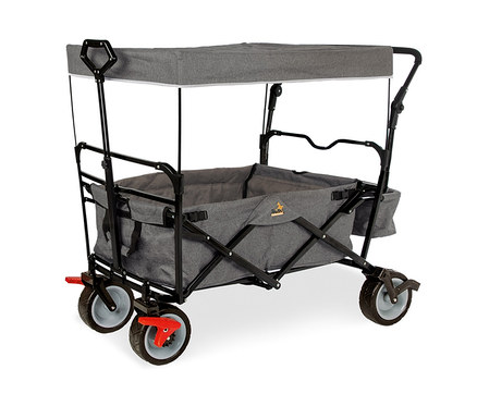 Grauer Pinolino-Klappbollerwagen »Paxi Style« mit schwarzem Rahmen und roten Bremsen.