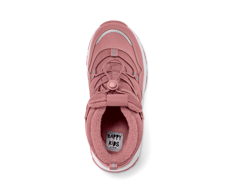 Detailansicht von oben von Kinder-Thermostiefeln in Rosa.