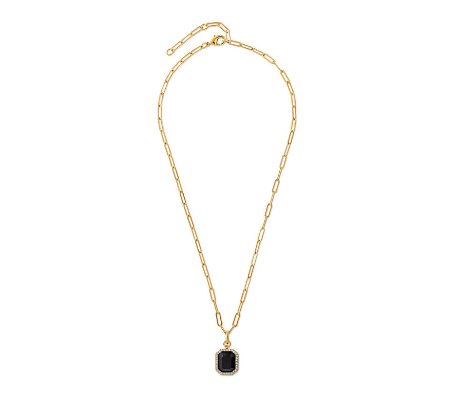 Goldene Kette Royal Black mit schwarzem Stein.