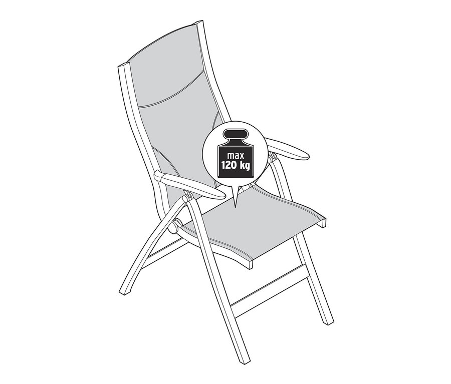 Illustration eines Hochlehners mit verstellbarer Rückenlehne.