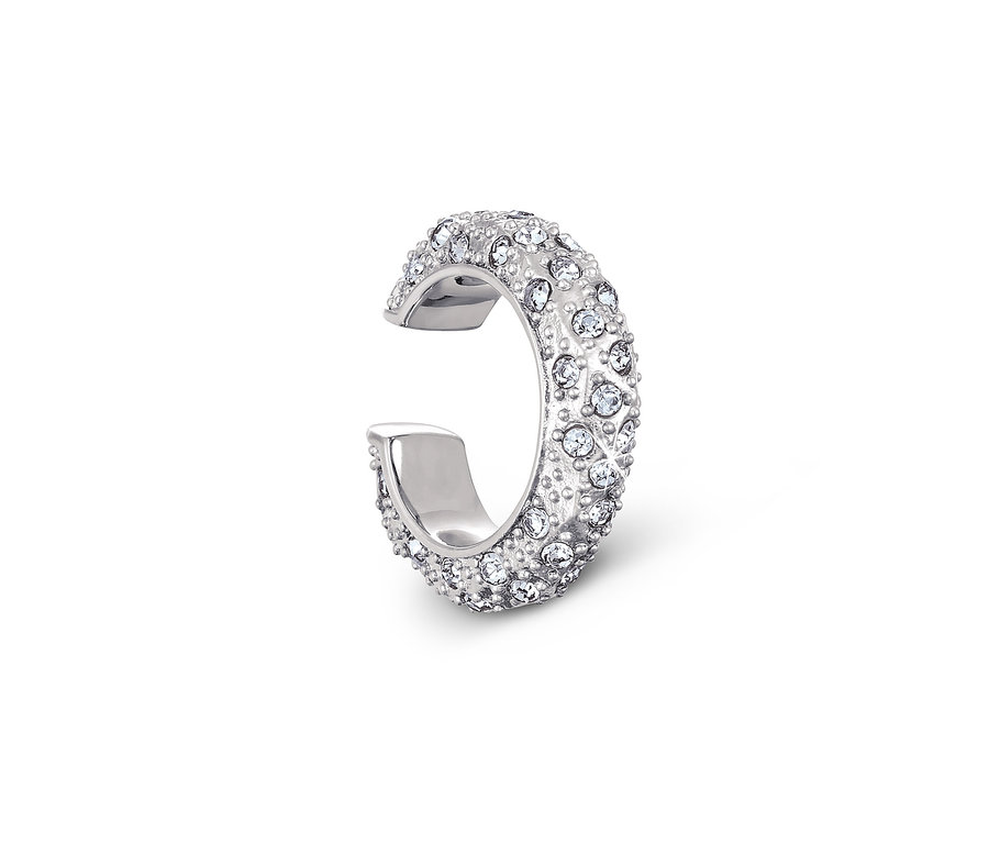 Ein silberner Earcuff Sparkle Donut, besetzt mit kleinen Kristallen.