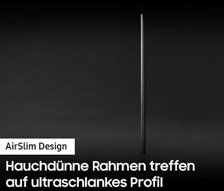 Seitenansicht eines dünnen Samsung 4K Crystal UHD Fernsehers.