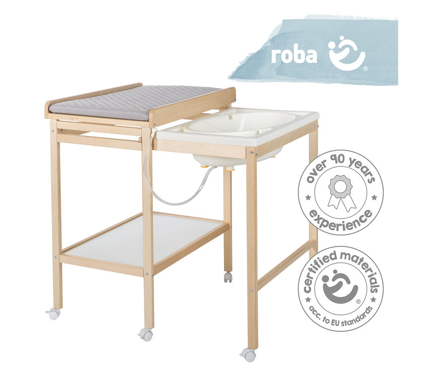 roba Bade-Wickel-Kombination »Baby Pool« mit hellem Rahmen, Wickelauflage und Babywanne.